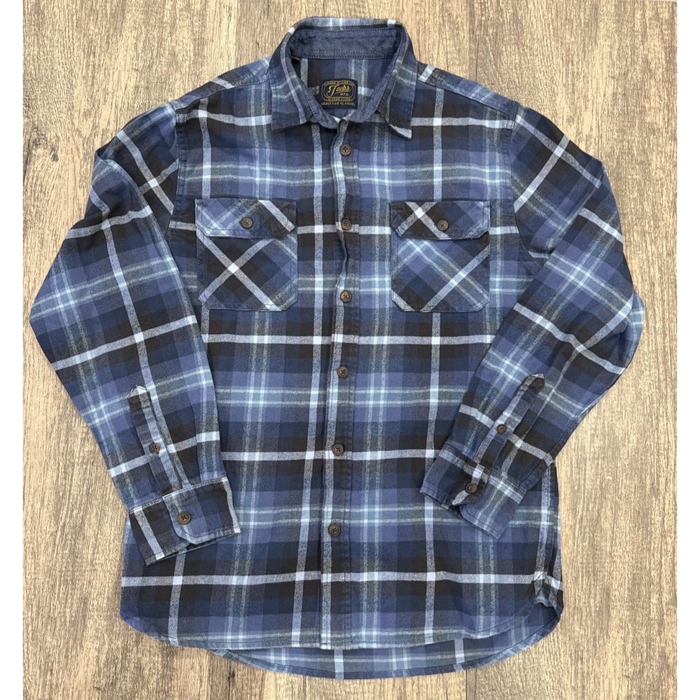Jachs Heavy Weight Heritage Flannel Shirt Men's Medium Blue Outdoors